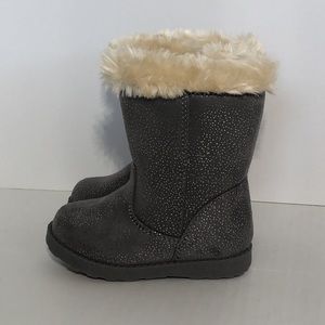 Toddler Girl’s Gray Shearling Faux Fur Winter Boots